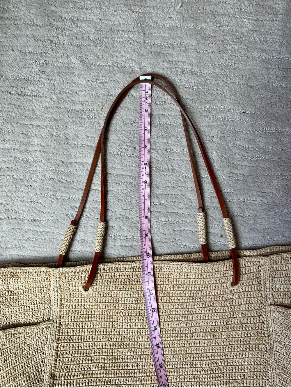 Sezane Paloma Woven Tote with Brown Leather Straps - Picture 8 of 8